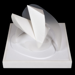 arched white architectural model on white base.