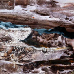 photograph of seaside rocks with water foam effect painted on top.