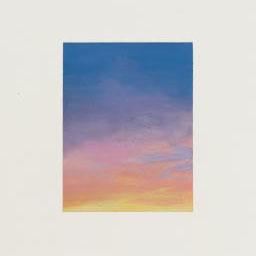 pastel pink, blue, orange and yellow sky.