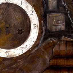 close-up of wooden mantel clock