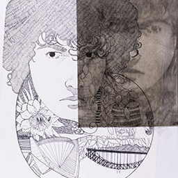 Close up of visual arts diary displaying progress images for a body of work