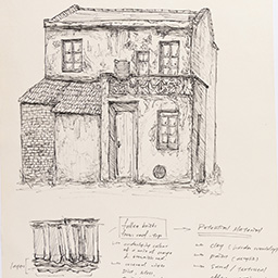 Close up of visual arts diary displaying progress images for a body of work